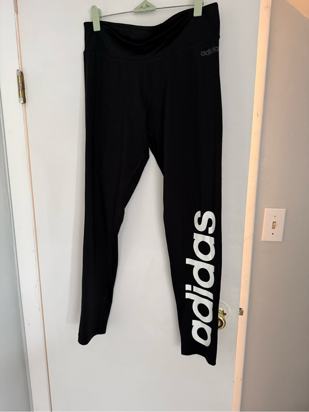 adidas Black Leggings with White Side Logo - Women’s L